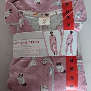 Munki Munki Pink Pajama Set with Cat Print